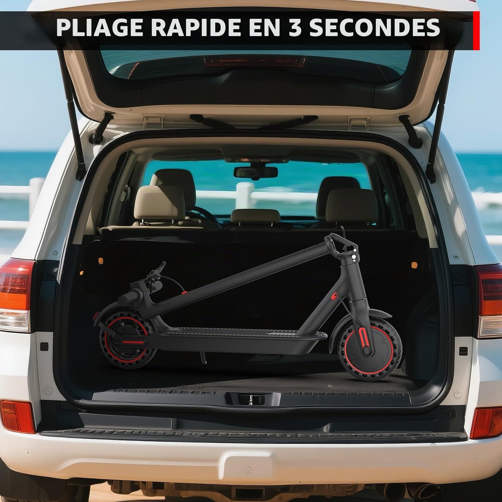 Trottinette électrique Pliable pour Adultes, pneus de 8,5 Pouces, Moteur de 300 W, Vitesse jusqu'à 20 km/h et autonomie de 25 à 35 km, avec Frein à Tambour et contrôle par Application.