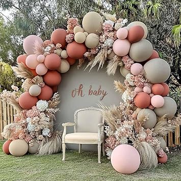 Dusty Rose Balloon Arch Kit, Double Stuffed Pastel Pink Grey White Sand Mauve Cream Boho Balloon Garland for Birthday Wedding Party Decoration