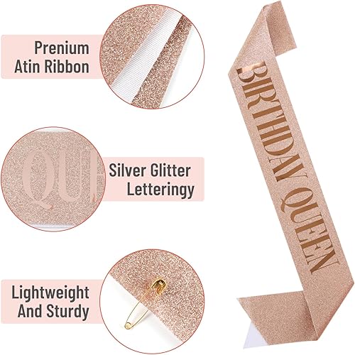 Miniatura 4 de Coronas de cumpleaños para mujer, kit de banda y aretes de reina tiara de diamantes de imitación, accesorios para el cabello, fiesta de feliz