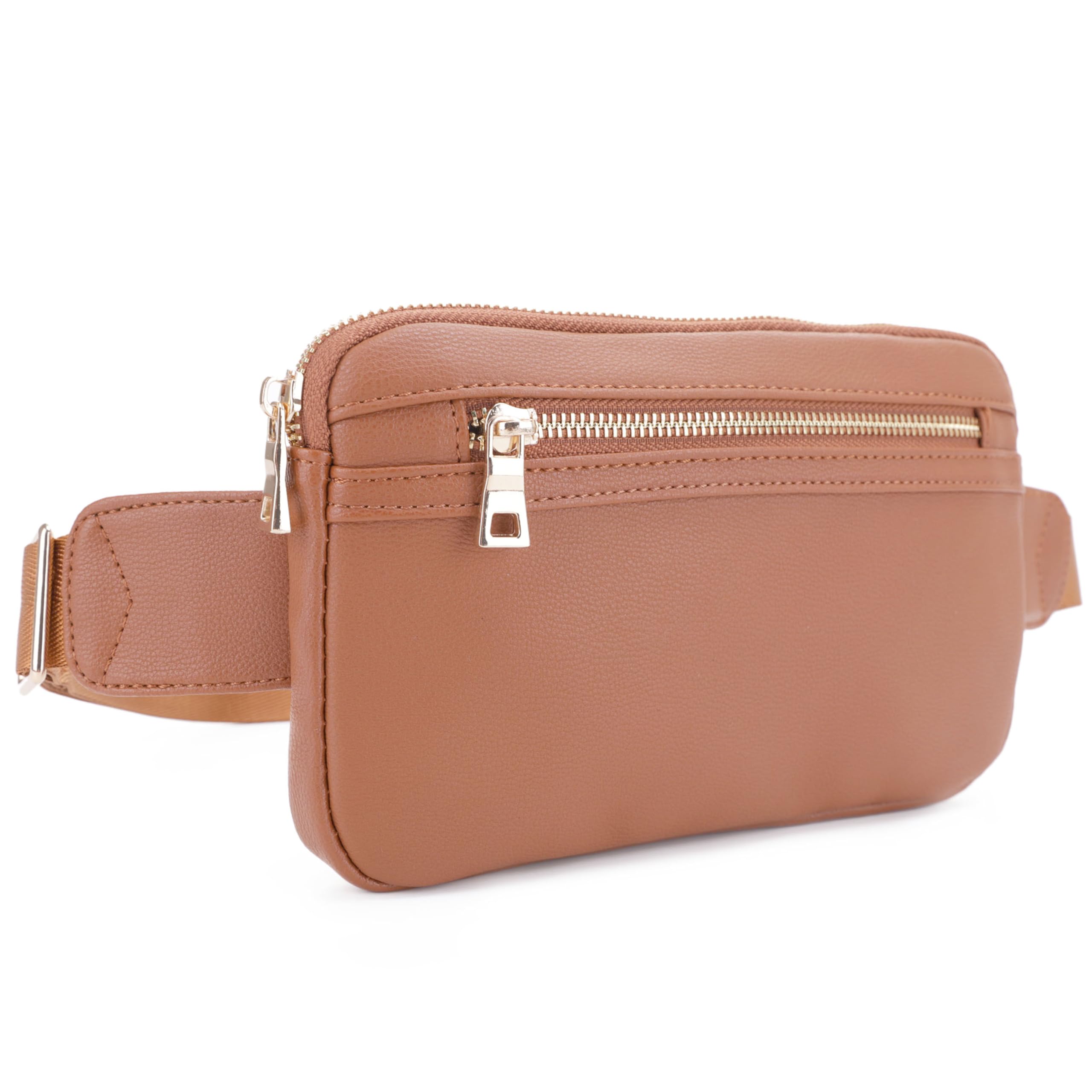 LOVESOME Vegan Leather Everywhere Fashion Waist Bag Fanny Pack Crossbody Bag Belt Bag Sling Bag with Adjustable Strap for Women (Brown)