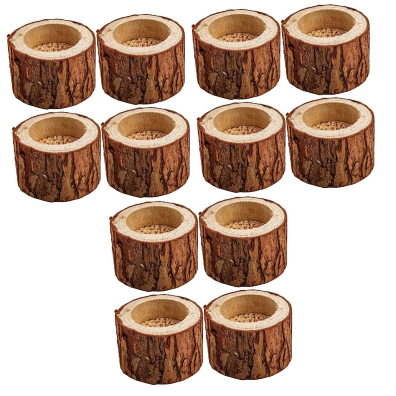 12pièces Porte-Bougies Bois pour Chandelles Thé Décoration De Table Élégante pour Mariages Et Fêtes Centre De Table Rustique Et Romantique