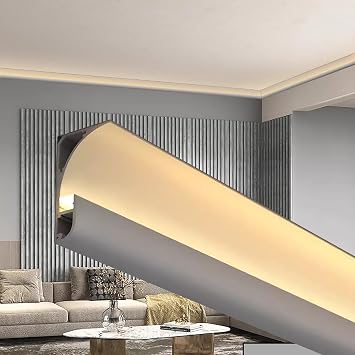 3ft Led Light Strip Diffuser Aluminum Channel for Trim Edge, Cornice Coving Led Indirect Lighting Molding Wall Ceiling, Baseboard Trim System CoverWhite,Large