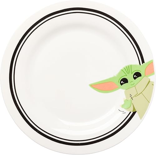 Miniatura 4 de Silver Buffalo Star Wars The Mandalorian and The Child Baby Yoda Grogu - Juego de 4 platos de cerámica con borde de 8 pulgadas Disney Lilo y Stitch