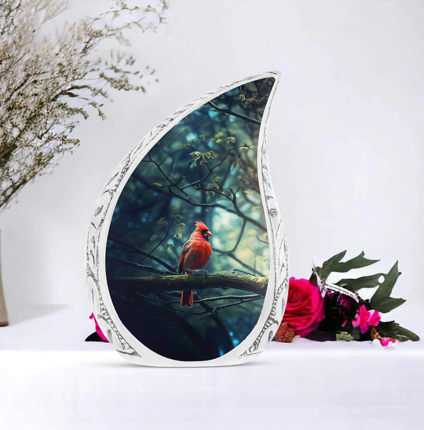 Large Red Cardinal Urns for Human Ashes Adult Male & Female, Cremation Urn for Human Ashes Adult Women, Memorial Decorative Urn 10 Inch