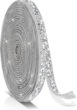 5 Yards Self Adhesive Rhinestone Ribbons, Silver Rhinestone Strips