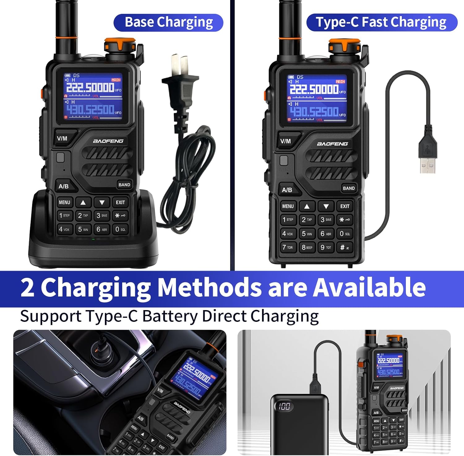 Two charging methods for BAOFENG K5PLUS