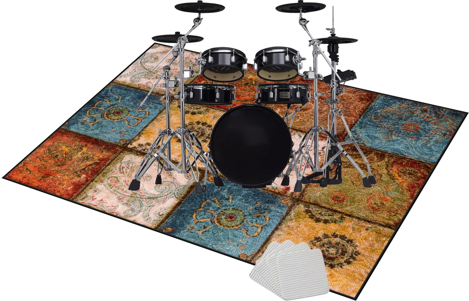 Dywan bębnowy do bębna dywanowego | Dywan bębnowy do bębna basowego 100 x 80 cm | Dźwiękoszczelna mata do baterii elektronicznej | Instrumenty muzyczne Koc antypoślizgowy