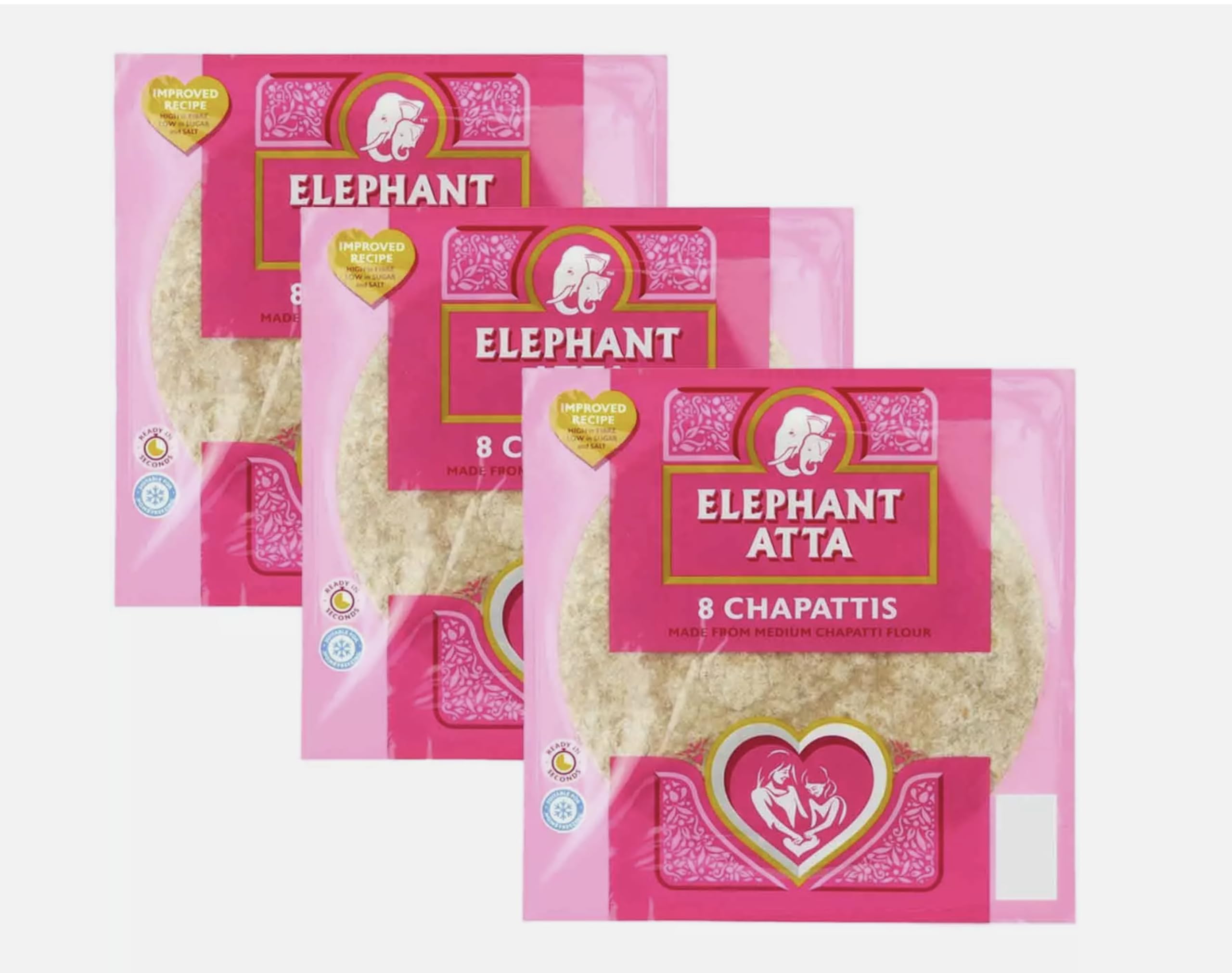 Near Me Elephant Atta Indian Chappati Roti Flat Bread Pack Of 24 (3 Packs  Of 8 Medium Chapatti Flour, image size:2560x2022