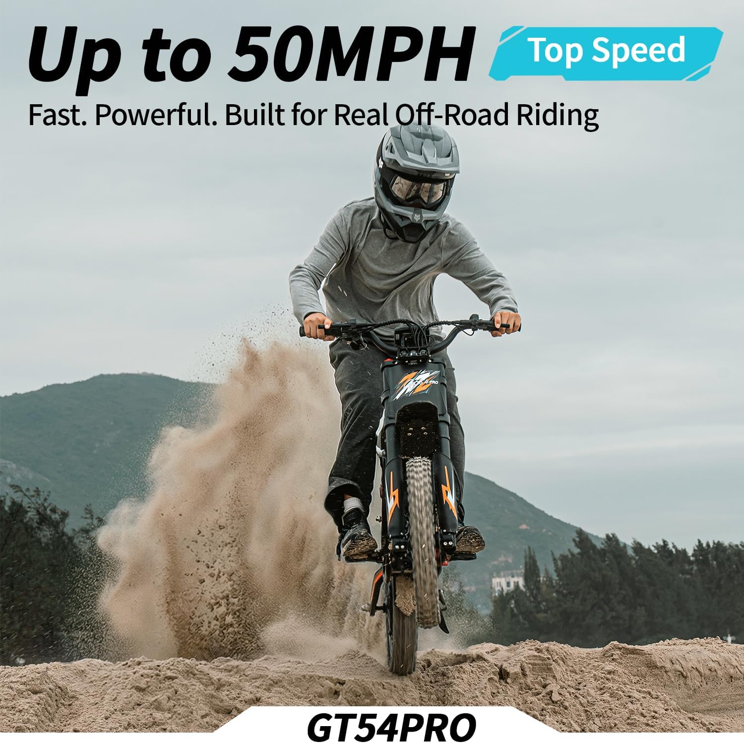 Bootime 3000W GT54 PRO/ GT54 Electric Dirt Bike for Adults Teens - 50/37 MPH High-Speed, 14" Fat Tires & Dual Removable Battery(60V/48V) | All-Terrain Off-Road eBike for Snow, Sand