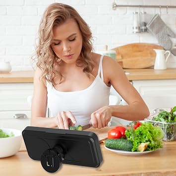 Shower Phone Holder with Wireless Bluetooth Speaker , 480 Rotation Retractable Adjustable Shower Case for iphone ,Bathroom Wall Phone Mount Stand WaterProof Anti Fog,Compatible with All 4-7Cellphone