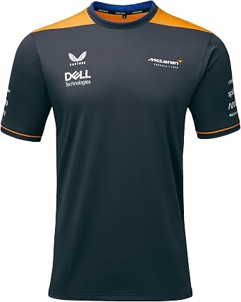تي شيرت McLaren F1 للرجال 2022 Team Replica Set Up مقاس M، رمادي غامق
