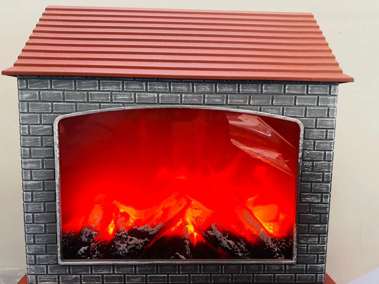 WBD Artificial LED Fireplace with Realistic Log Wood | USB and Battery Operated Portable Tabletoop | Burning Flame Simulation Effect for Decor, Mantelpiece