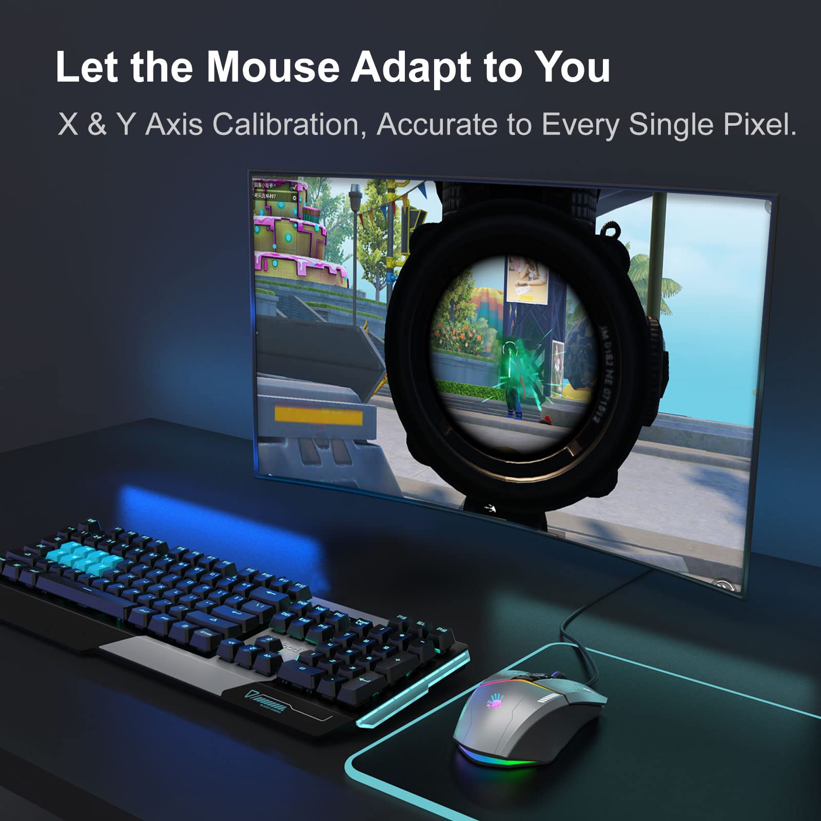 Bloody W60Max Mouse da gioco RGB FPS cablato, 10000 CPI, tutti i pulsanti programmabili, velocità di rapporto e regolazione LOD, con memoria integrata 4M, grigio pistola