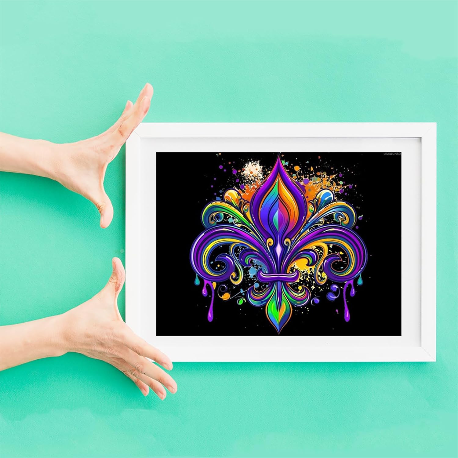 UPABLUNSO Tie Dye Fleur De Lis Mardi Grass Diamond Painting Kits for Adults Full Round Drill Diamond Art Picture for Wall Home Decor 12x16 inch