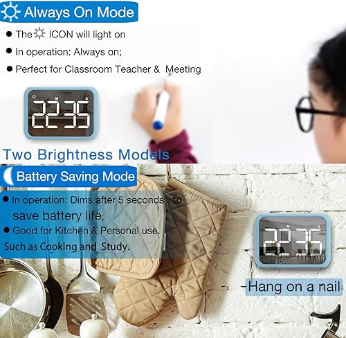 Miniatura 4 de Temporizadores de cocina, temporizador de aula para niños, temporizador digital magnético de cuenta regresiva para cocinar, temporizador LED