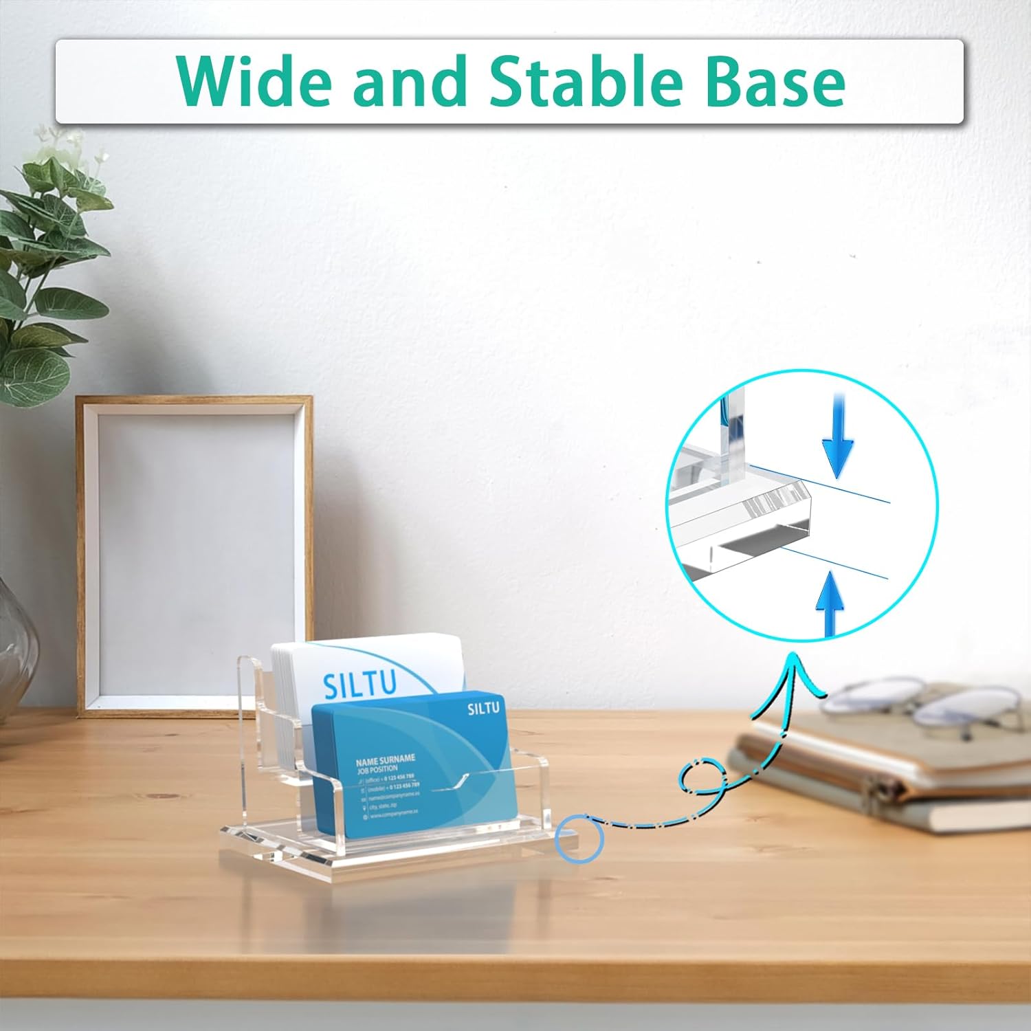 SILUT Business Card Holder for Desk, Horizontal Business Clear Card Holder, Clear Business Card Holder, Acrylic Card Holder, Business Card Organizer, Business Card Display - 2 Slot - Image 7