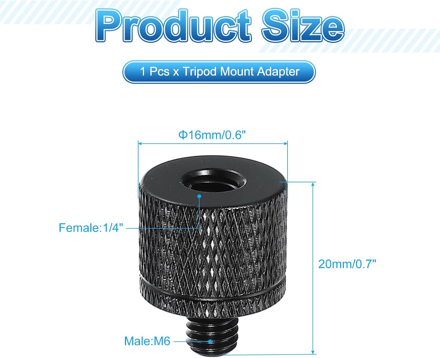 PATIKIL Tripod Screw Adapter 1/4" Female to M6 Male, Tripod Nut Connectors Camera Mount Screw Camera Double Head Converter for Microphone Holder Magic Arm Accessories