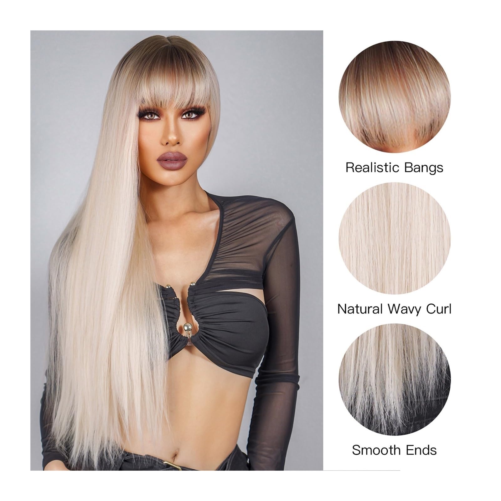 Women Cosplay Daily Natural Hair Wig Heat Resistant Fiber - Blonde Highlight Highlight Blonde Lace Front Wig | Long Wavy Synthetic Wig  main image 4