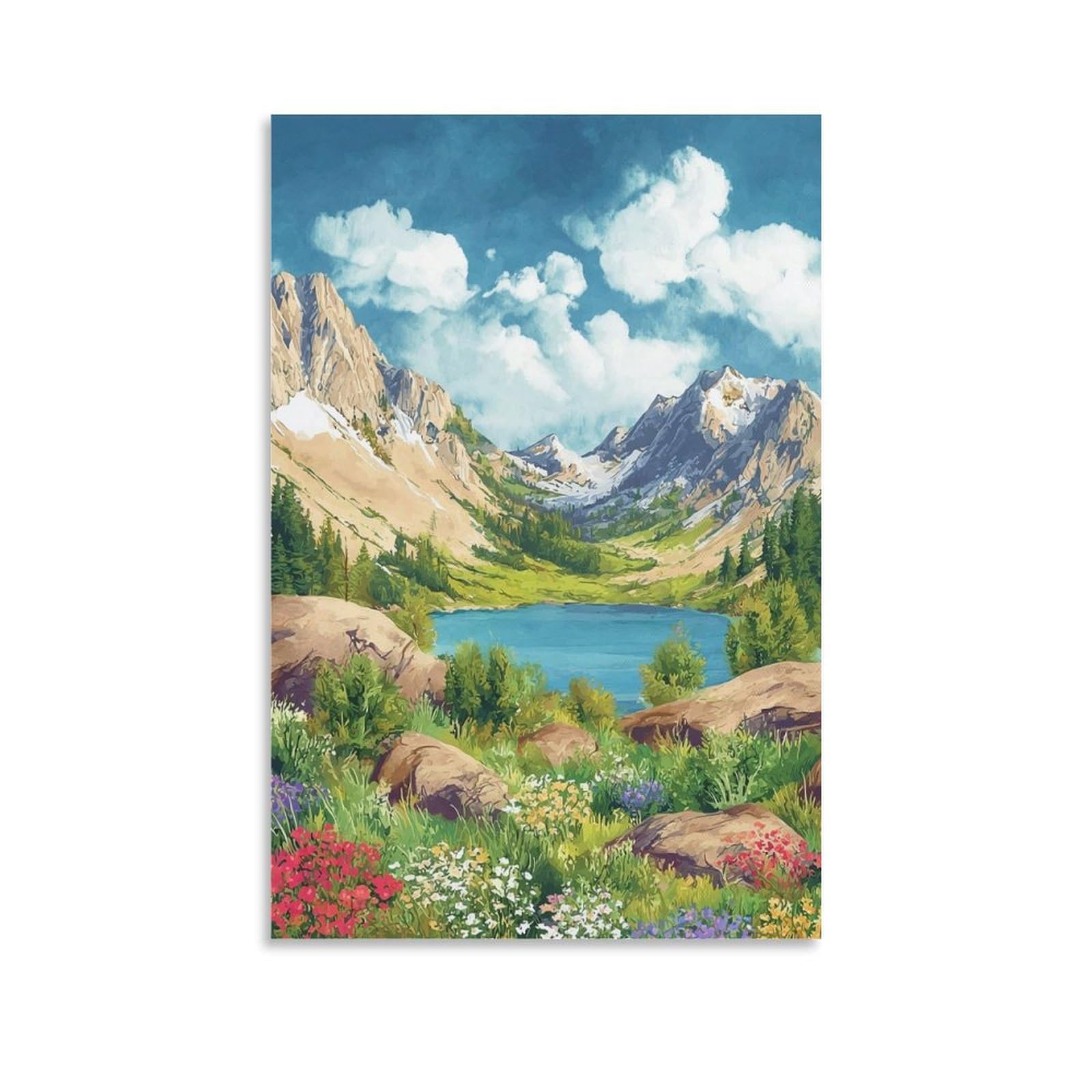 Lamoille Canyon Poster 20x30inch(50x75cm) Vintage Watercolor Canvas Art