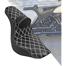 HDBUBALUS Motorcycle Seat Driver Passenger Seat with Backrests for Harley Low Rider Low Rider S ST 2018-up (Black with white stitching)
