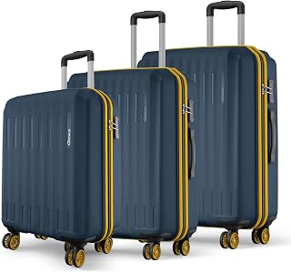 Safari Genius Alley Set of 3 (Cabin+ Medium + Large) Trolley Bags Hard Case Polypropylene, 4 Wheels, 360 Degree Wheeling Luggage, Travel Bag, Suitcase for Travel, Trolley Bags for Travel, Navy