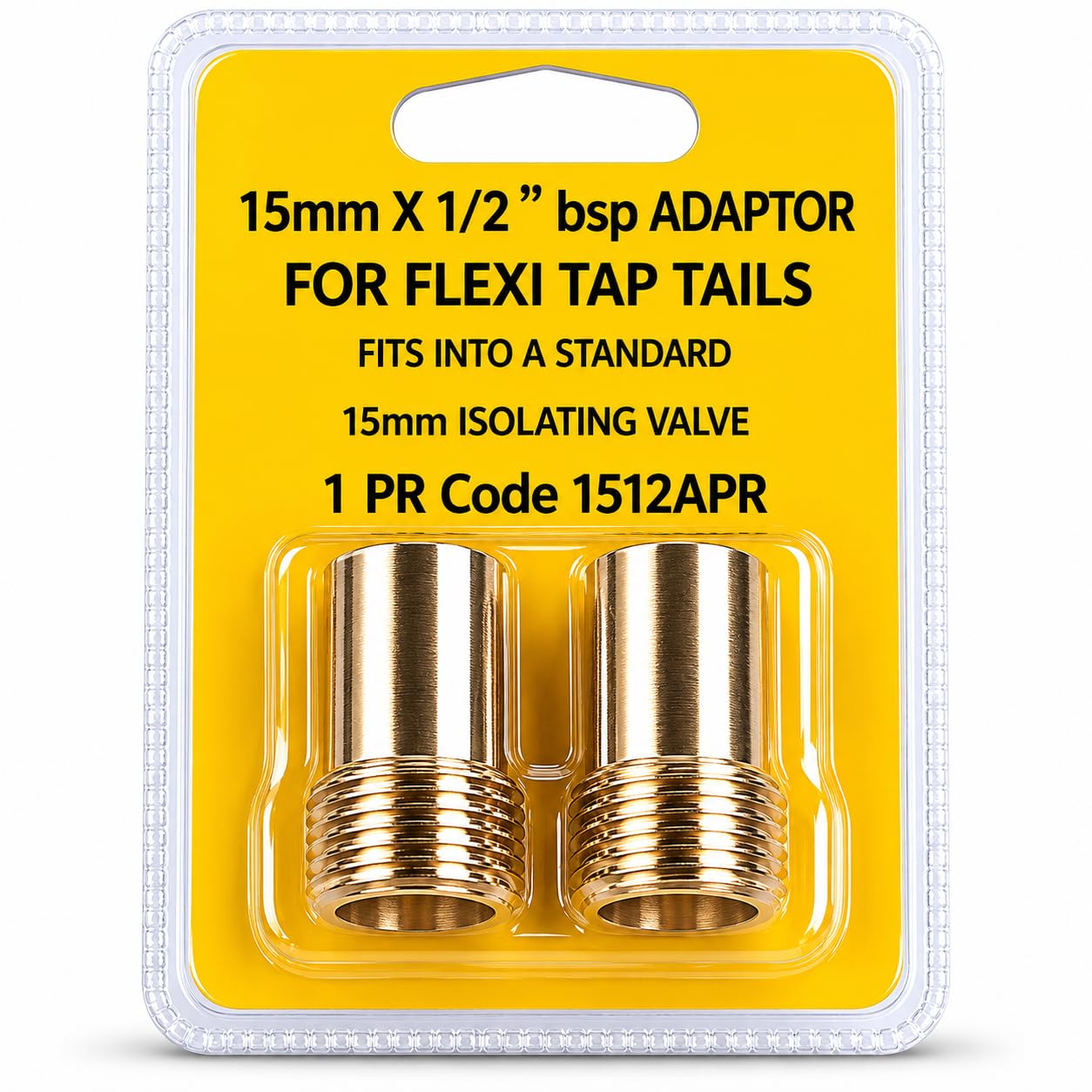 Dignitree 15mm x 1/2" BSP Brass Tap Tail Adaptor, Compression to BSP Connector for Monobloc Mixer Taps, Solid Brass Tap Connector for Basin Sink Plumbing Installations (15mm x 1/2" BSP)