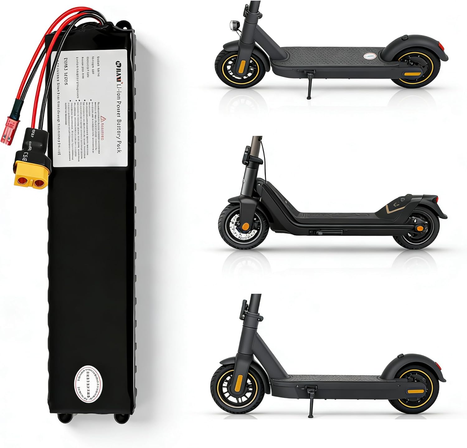270Wh 36V 7.5Ah Lithium Ion Electric Scooter Battery, Replacement for 250W-350W Motors with Smart BMS Protection Board, Easy Installation Universal Compatibility