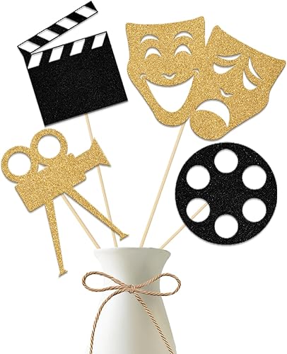 Palitos de centro de mesa de máscara teatral, decoración de fiesta temática de noche de película de comedia, decoración de fiesta de cumpleaños,