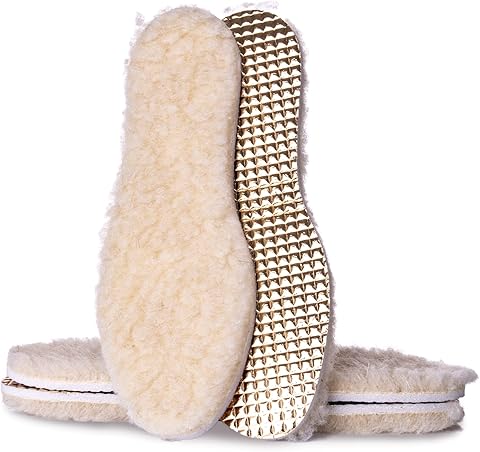 Sulpo 2 pares de plantillas con lana de oveja, lana y aluminio, plantillas térmicas para zapatos de invierno, talla 36-46., color Beige, talla 38