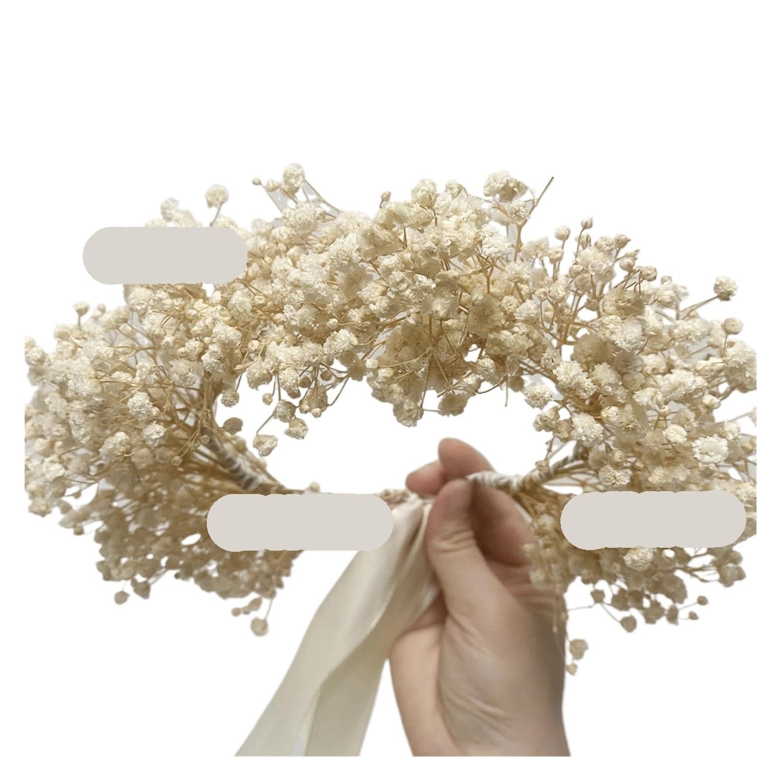 WJIAYAO dried gypsophila flowers Wedding Dried Flower Crown Shavuot Gypsophila Wreaths Garland Bride Boho Birthday Party Decor