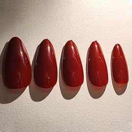 GLAMERMAID Dark Red Press on Nails Medium Almond, Velvet Matte Burgundy Gel False Nals, Stiletto Dull Deep Red Glue on Nails Kit for Women, Reusable Short Oval Stick on Acrylic Fake Nails Manicure Set