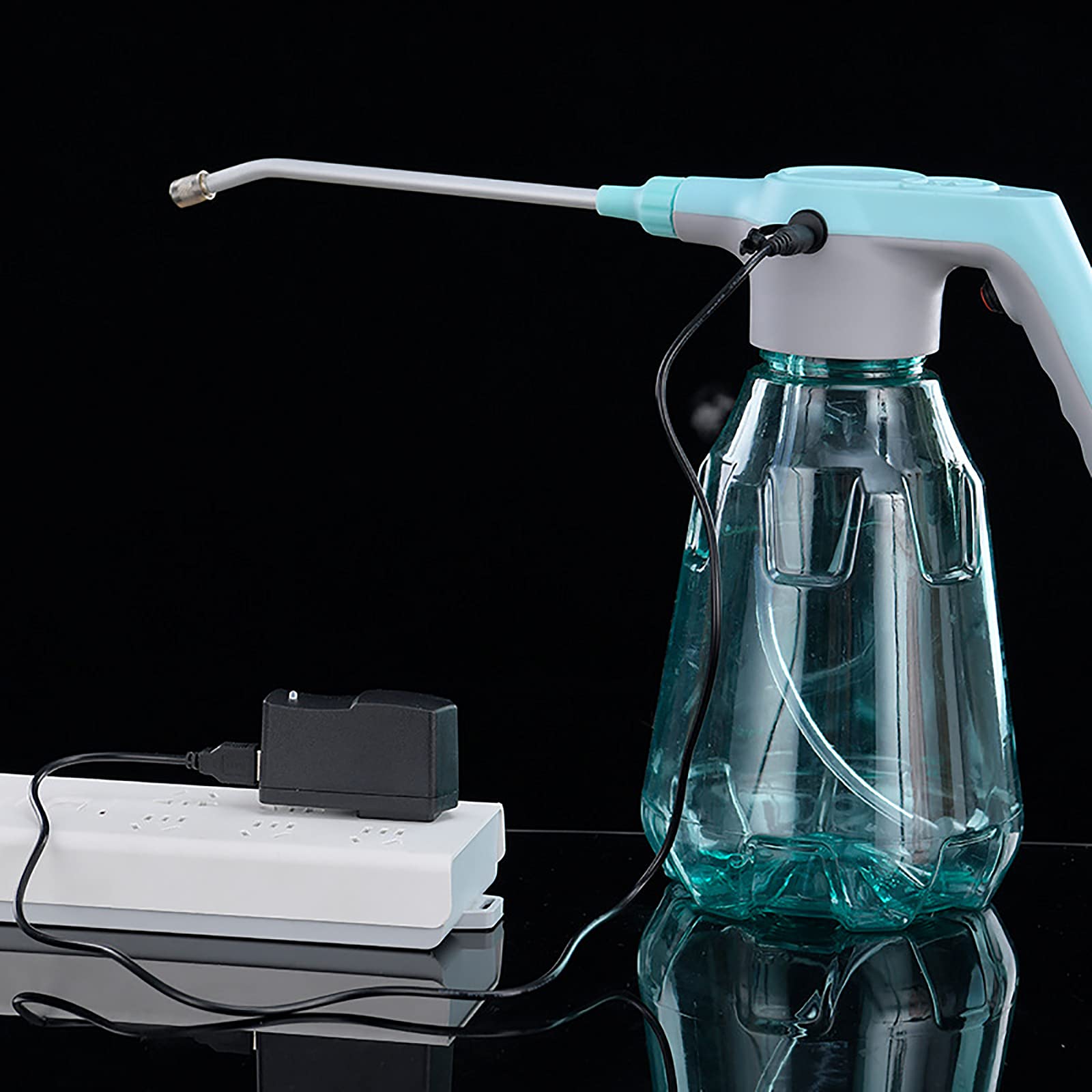 Pulvérisateur d'eau électrique de jardin en verre avec pompe supérieure et long bec USB 2 l Vert transparent