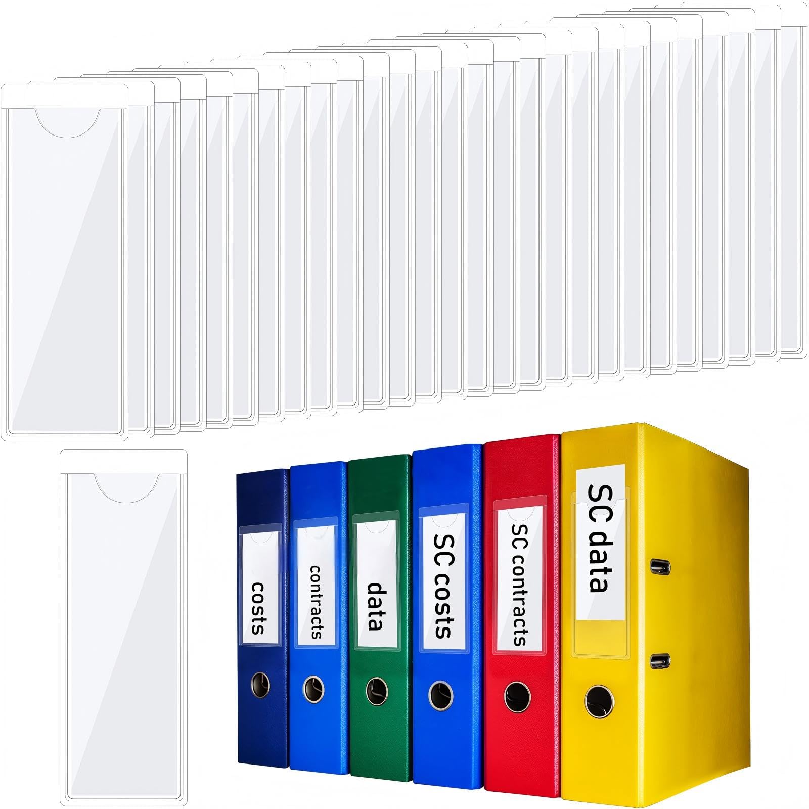 Chinco 30 Pack Self Adhesive Index Card Pockets Top Open, 1.2 x 3.35 Inch