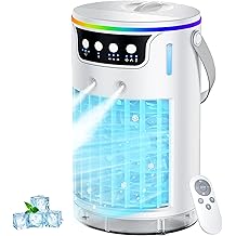 Portable Air Conditioners Desktop AC Unit with Water Ice Cooling Mist, Personal Evaporative Air Cooler Fan Mini Swamp Cooler for Bedroom, Nightstand, Office, Dorm, RV (White)