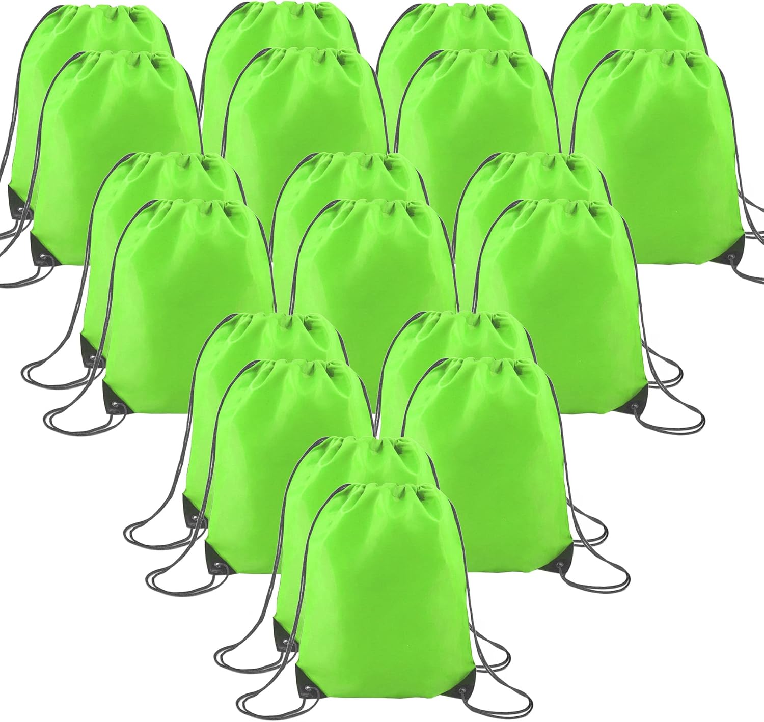 BeeGreen 20 Packs Green Drawstring Bags for Birthday Party Gym Sports Multipurpose Polyester Cinch Sackpack Bulk for Heat Vinyl Tie Dye Pull String Sinch Sacks