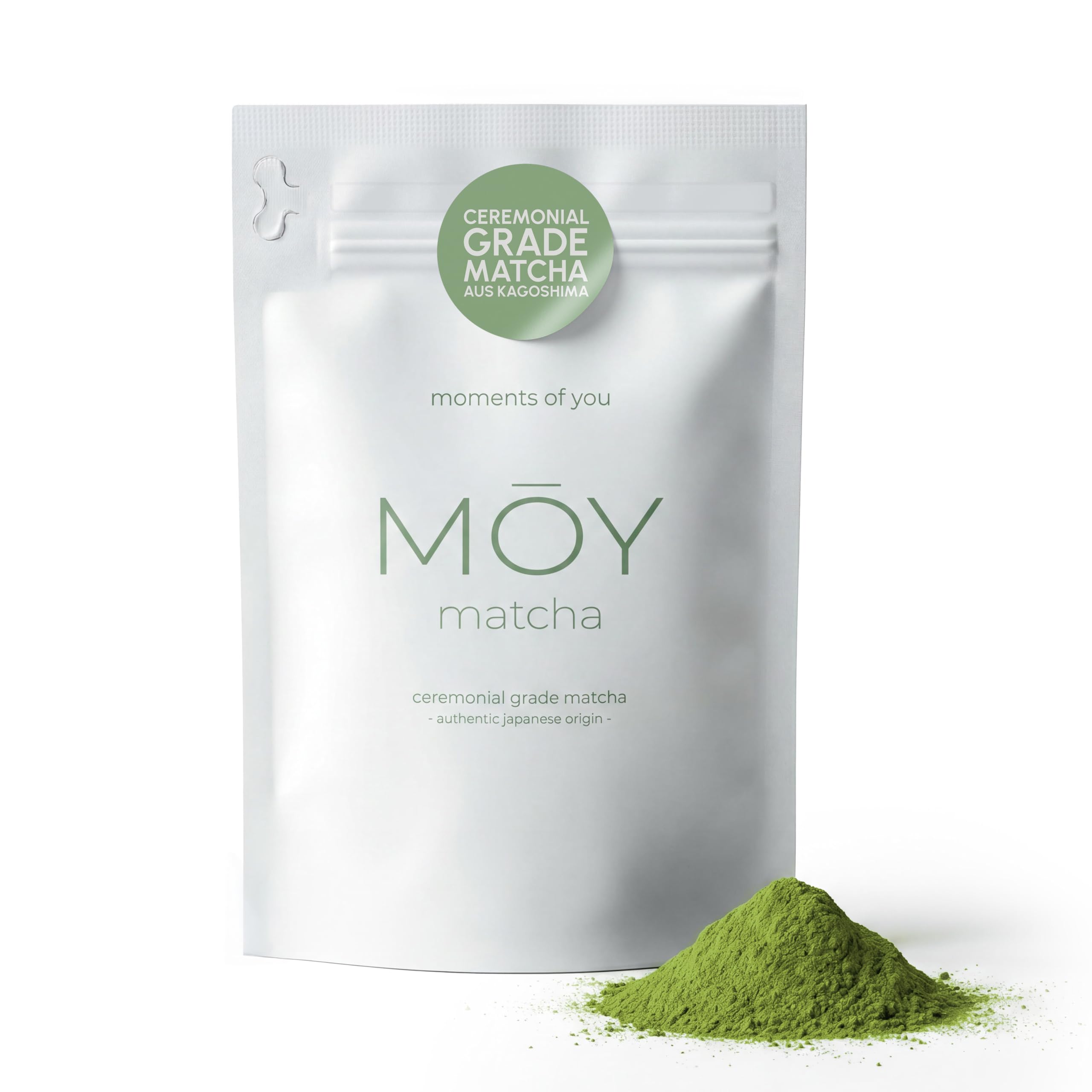 MŌY Ceremonial Grade Matcha Pulver aus Japan | Premium Matcha aus erster Frühlingsernte | Mild, cremig & nicht bitter | Vegan & glutenfrei | Ideal für Matcha Tee & Latte | 30g