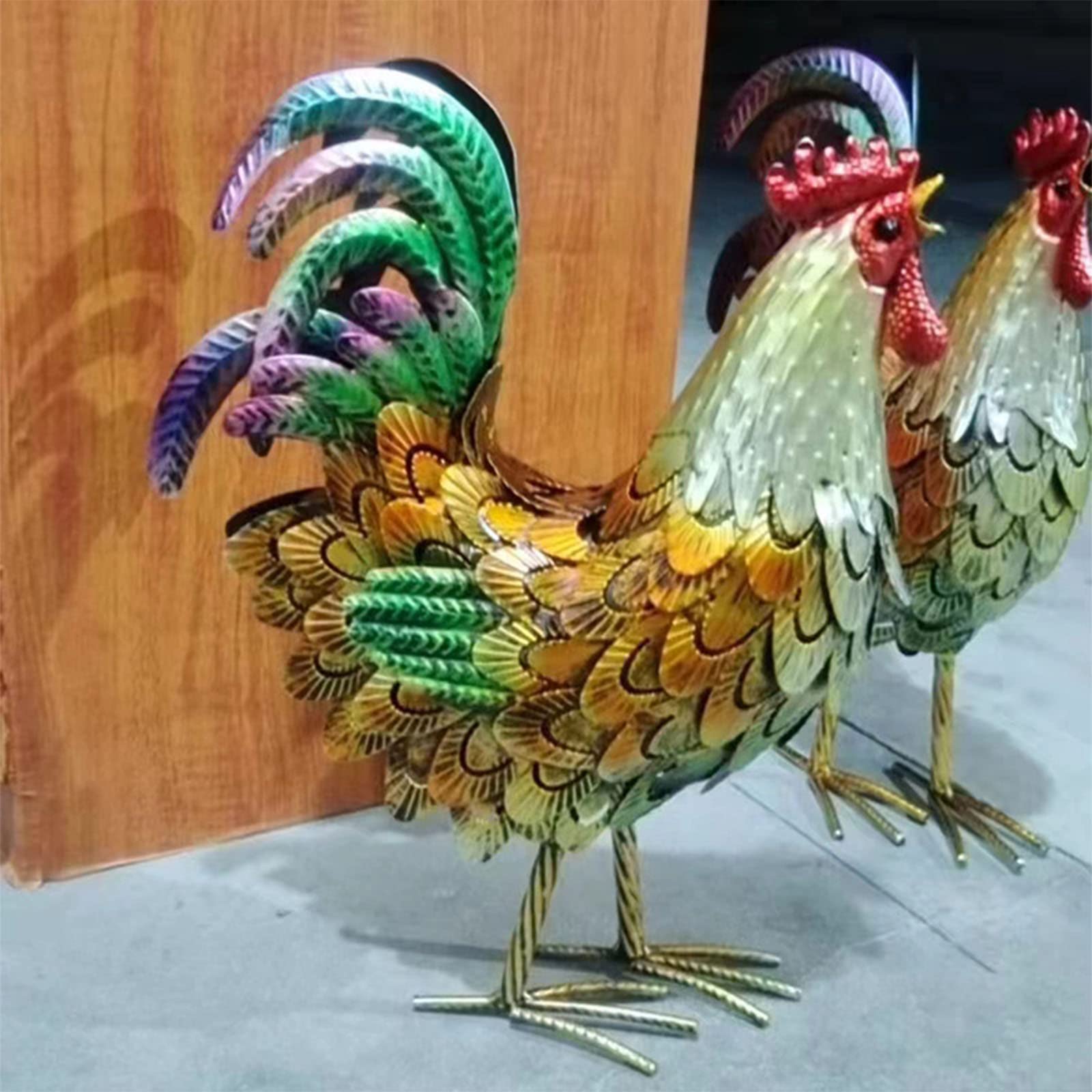 MECC Metallo Rooster Decor, Metallo Animal Yard Art Lawn Ornament Figures Artwork per Outdoor, Patio, cortile e Decorazione Domestica Della Cucina (golden)