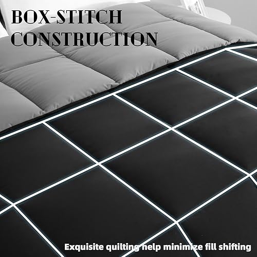 Miniatura 4 de DOWNCOOL - Edredón reversible de tamaño King para todas las estaciones, edredón ligero de relleno alternativo, tipo hotel, con pestañas en las