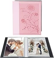 Vista 9 de Artmag Álbum de fotos de 5 x 7 pulgadas, páginas transparentes, con bolsillos, cubierta de piel, deslizante, libro de fotos con capacidad para 50