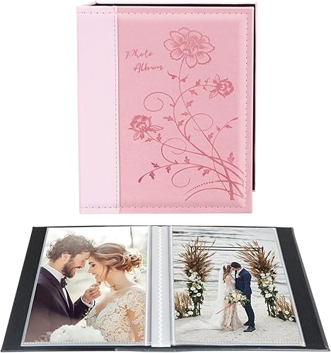 Artmag Álbum de fotos de 5 x 7 pulgadas, páginas transparentes, con bolsillos, cubierta de cuero, libro deslizante para álbum de fotos, con