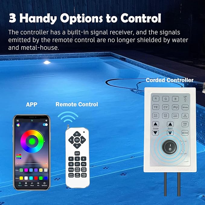 Luz LED para Piscina Enterrada 60W 10 Pulgadas con Control Remoto y App miniatura 2