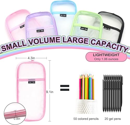 Miniatura 3 de Sonuimy Estuche de malla transparente para lápices, organizador de bolígrafos de rejilla claramente visible para adultos, bolsa de maquillaje