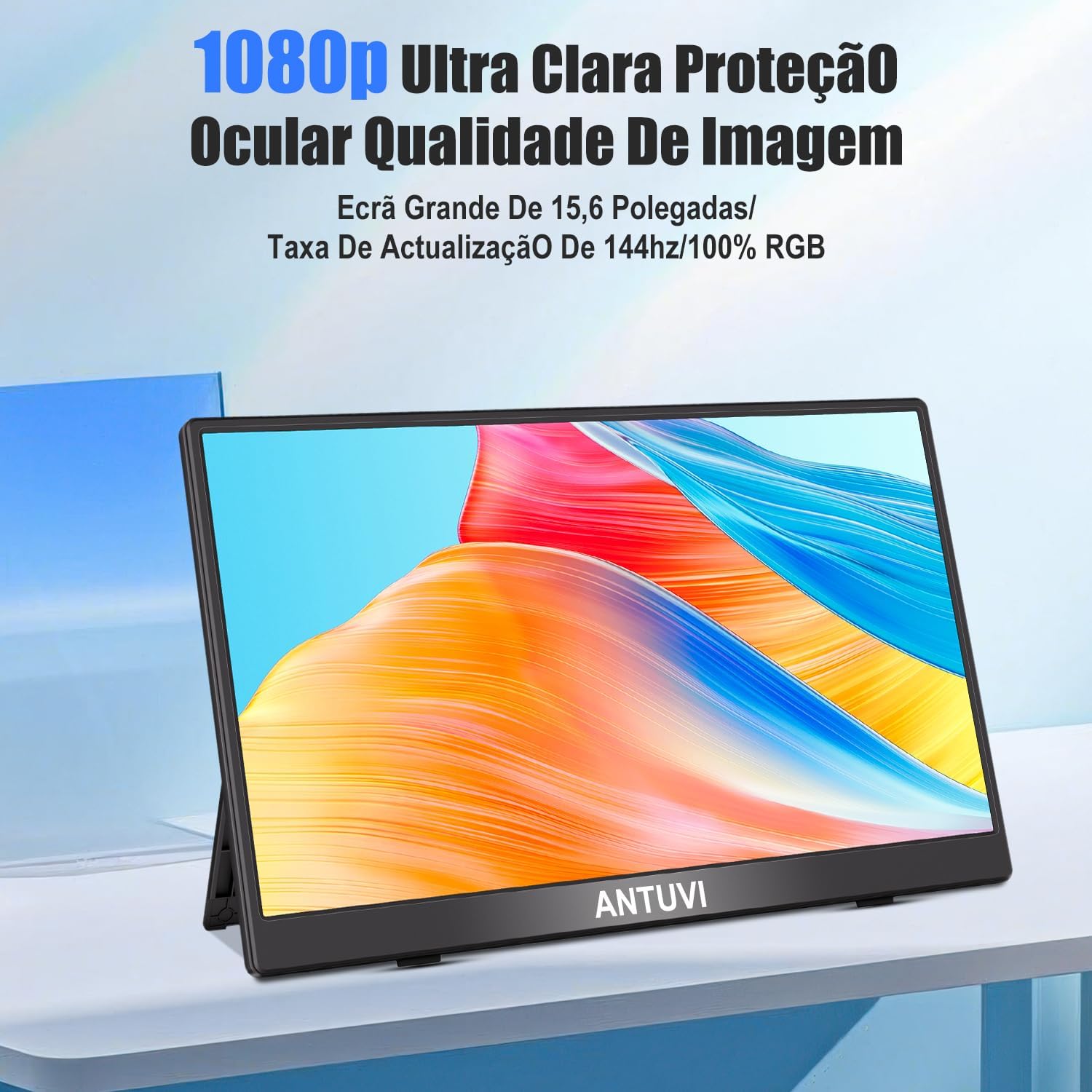 ANTUVI Monitor Portátil 15.6'', 1080P, MINI Segunda de Notebook Extensor De Tela, Ultra-Slim e portátil, com alto-falante de pé, Adequado para Viagens, Casa, Trabalho/Jogos ANTUVI Monitor Portátil 15.6'', 1080P, MINI Segunda de Notebook Extensor De Tela, Ultra-Slim e portátil, com alto-falante de pé, Adequado para Viagens, Casa, Trabalho/Jogos