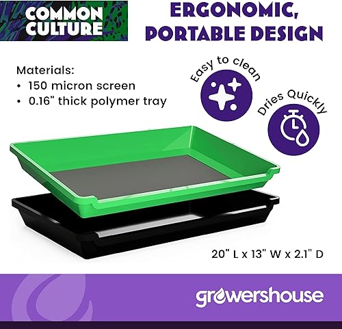 Miniatura 2 de COMMON CULTURE Bandeja de recorte, juego de pantallas de tamiz en seco de 150 micrones, estante de secado plegable de 24 pulgadas, kit de molduras