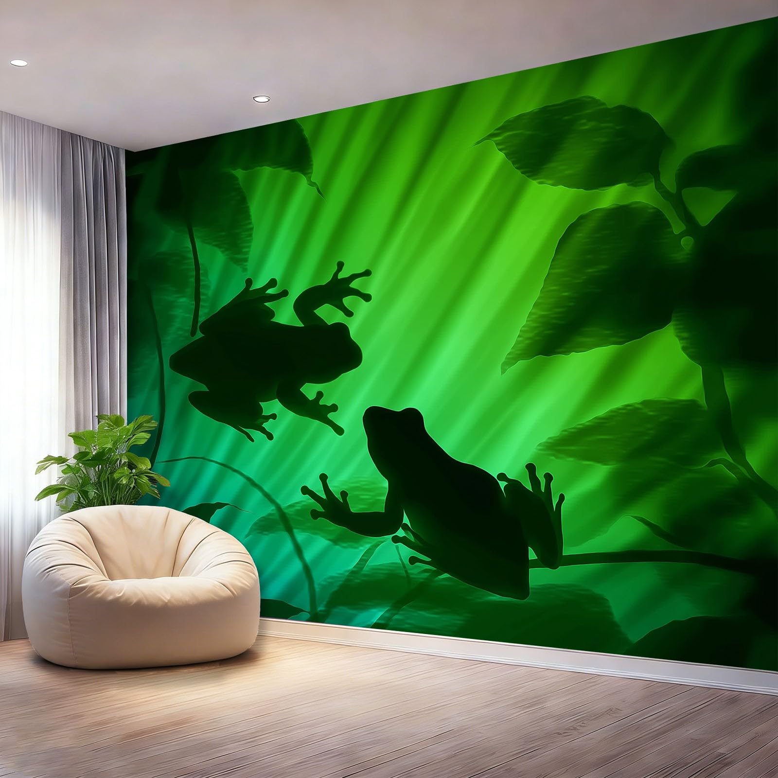 Fototapeta 350 x 256 cm okładzina ścienna dekoracja salonu Surrealistyczny projekt żaba do sypialni salonu tapeta z włókniny dekoracja ścienna zielony