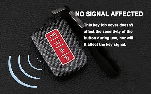 Miniatura 4 de Funda para llavero para Toyota Highlander Avalon Camry Corolla RAV4 2019 2018 2017 4 botones sin llave con diseño de fibra de carbono ABS (rojo)