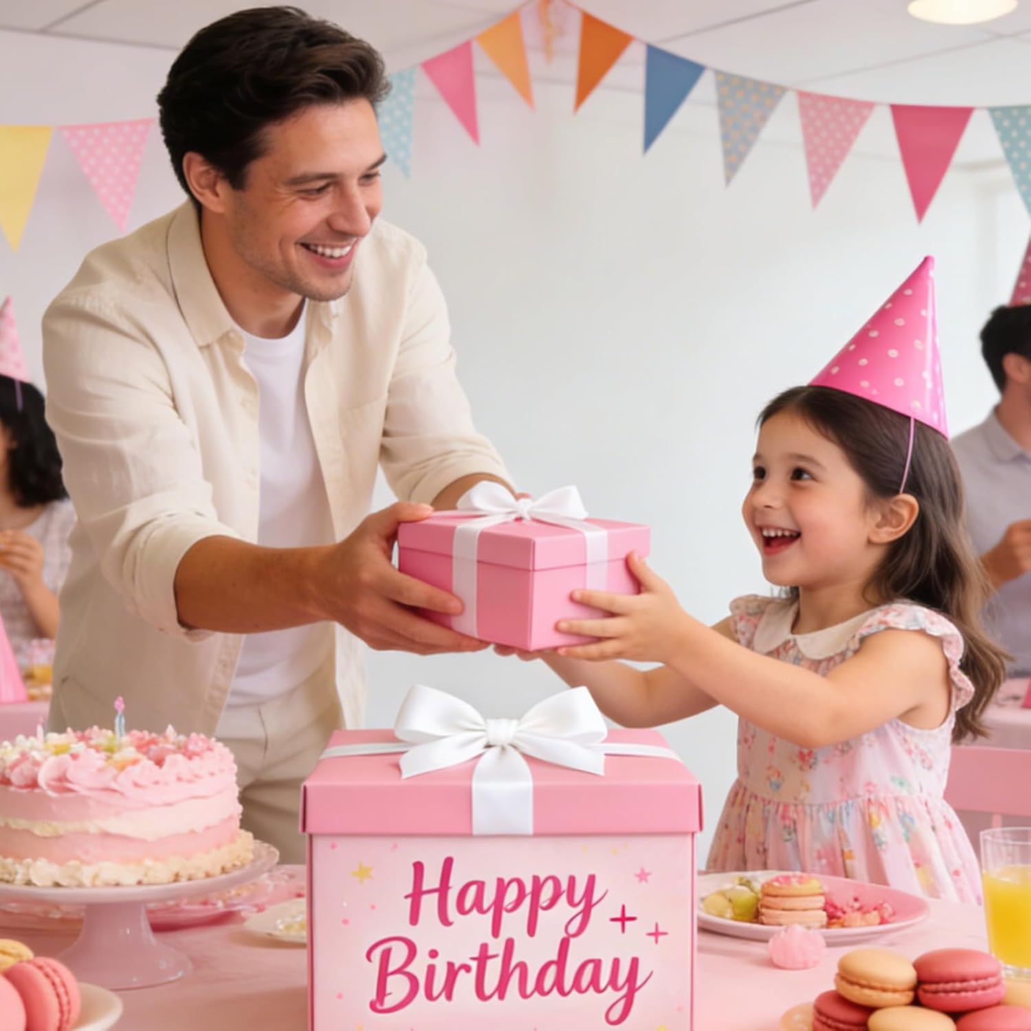 7Pcs Girl Birthday Gift Set Cool Birthday Gift Ideas for Girls Including Makeup Bag Necklace Hair Tie Mirror Coin Purse Pen Card Girls Birthday Gifts Age 8-10