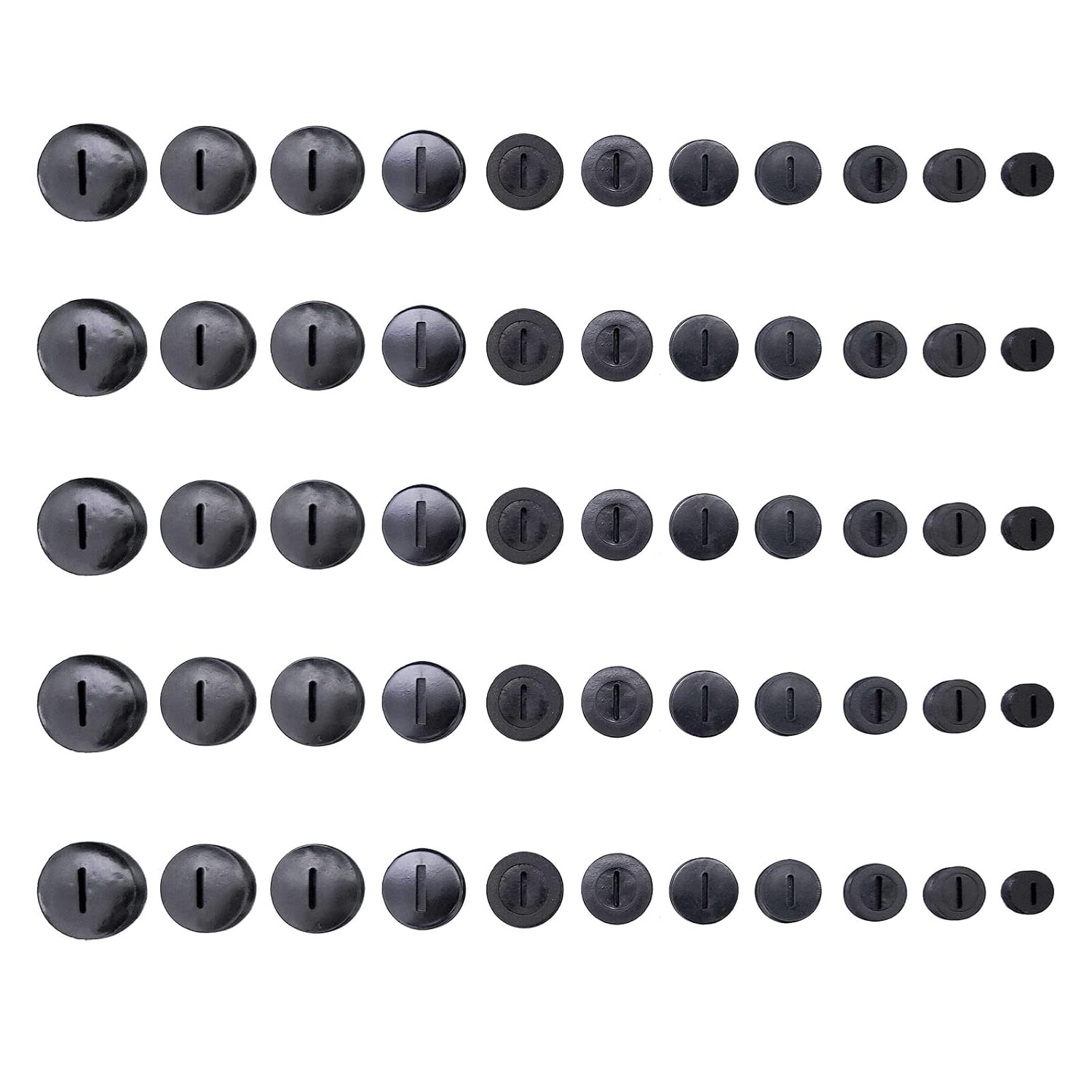 55pcs Black Carbon Brush Cover Plastic with Slotted Connector Multi Diameter 9.8mm-21.8mm Replacement Parts for Hammer Grinder Electric Power Tool