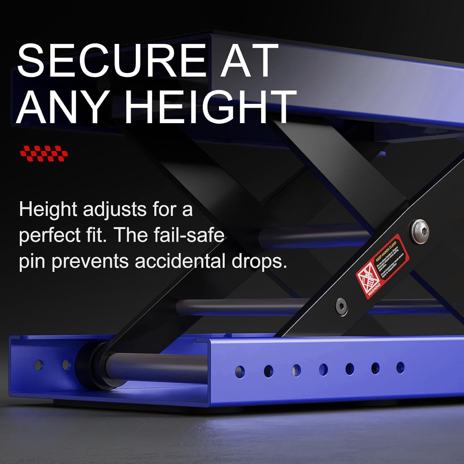 Aluminum Motorcycle Scissor Lift Jack, 1,100LBS Heavy Duty Dirt Bike Stand with Upgraded M16 Screw & Double Reinforcement Shafts, Non-Slip Rubber Pad Saddle for ATV Cruiser (Blue)