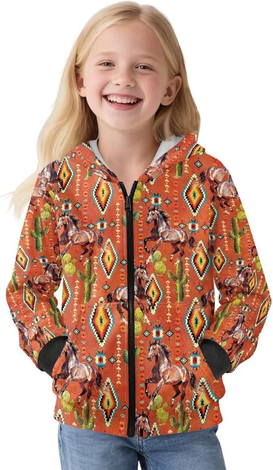 Girls Long Sleeve Hoodies 6-16Y Full Zip Fleece Hooded Sweatshirts Jacket Coat